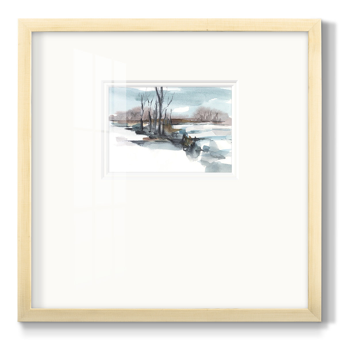 Winter Stream Watercolor II Premium Framed Print Double Matboard