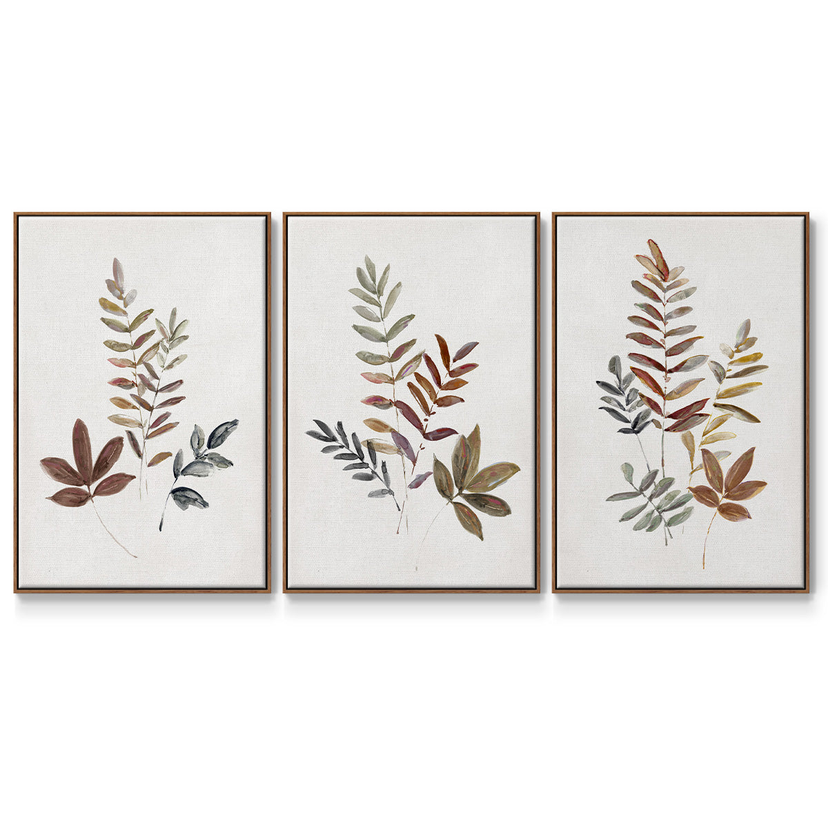 Autumn Leaves I - Framed Premium Gallery Wrapped Canvas L Frame 3 Piece Set - Ready to Hang