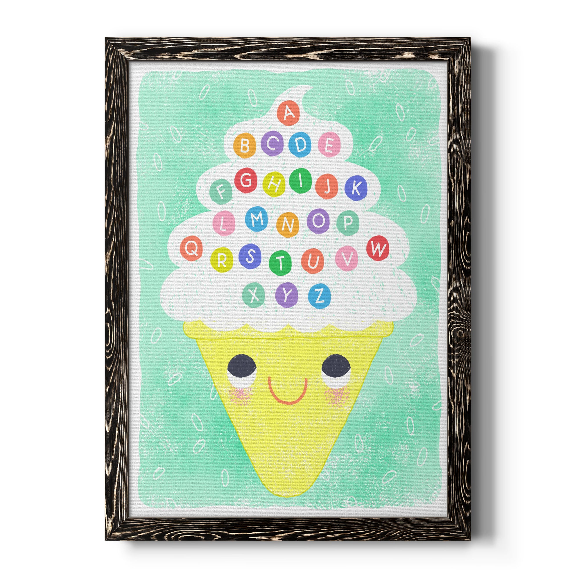 Ice Cream Alphabet - Premium Canvas Framed in Barnwood - Ready to Hang