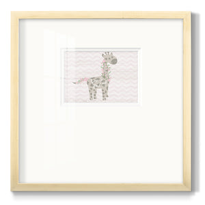 Floral Giraffe Premium Framed Print Double Matboard