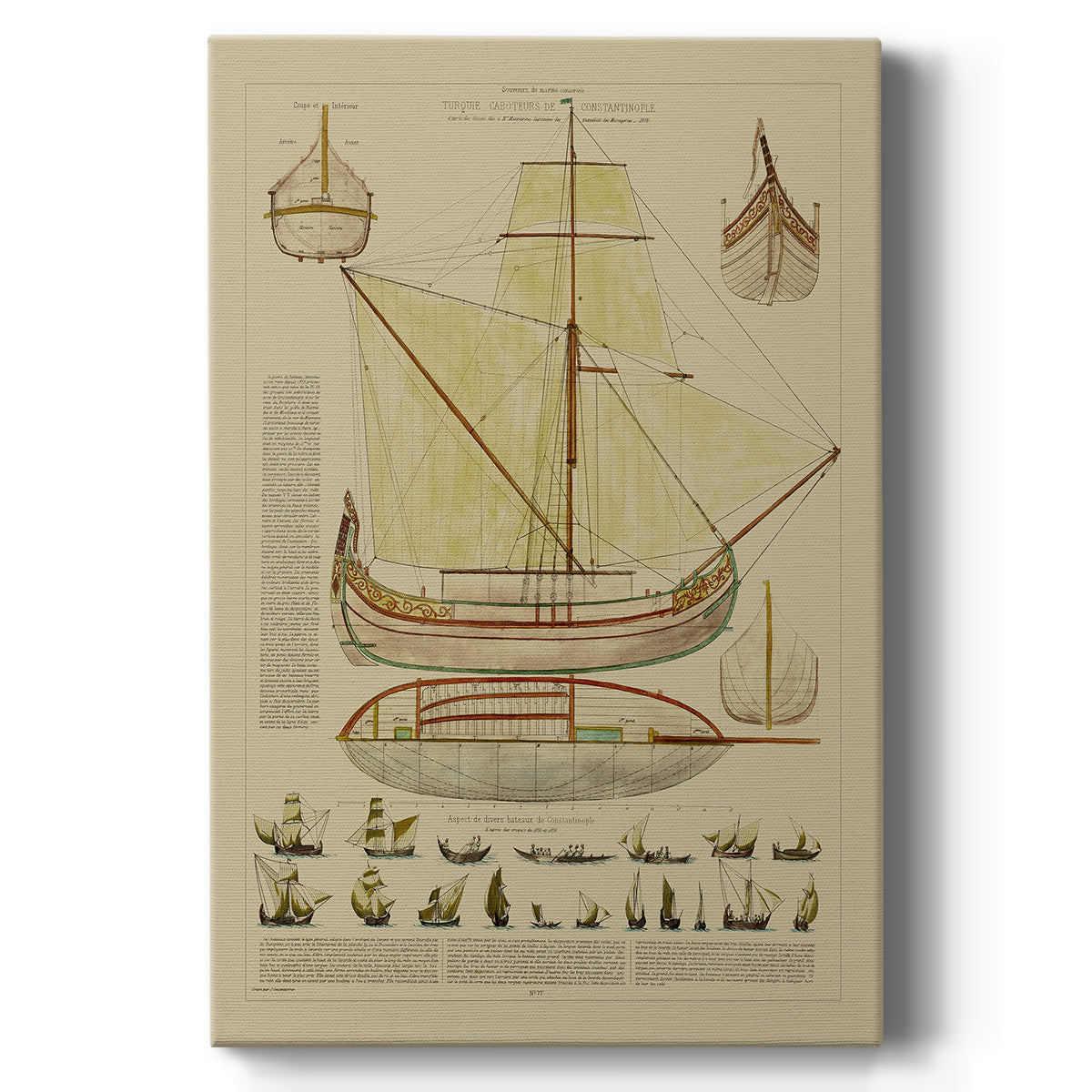 Antique Ship Plan I - Canvas Art Print