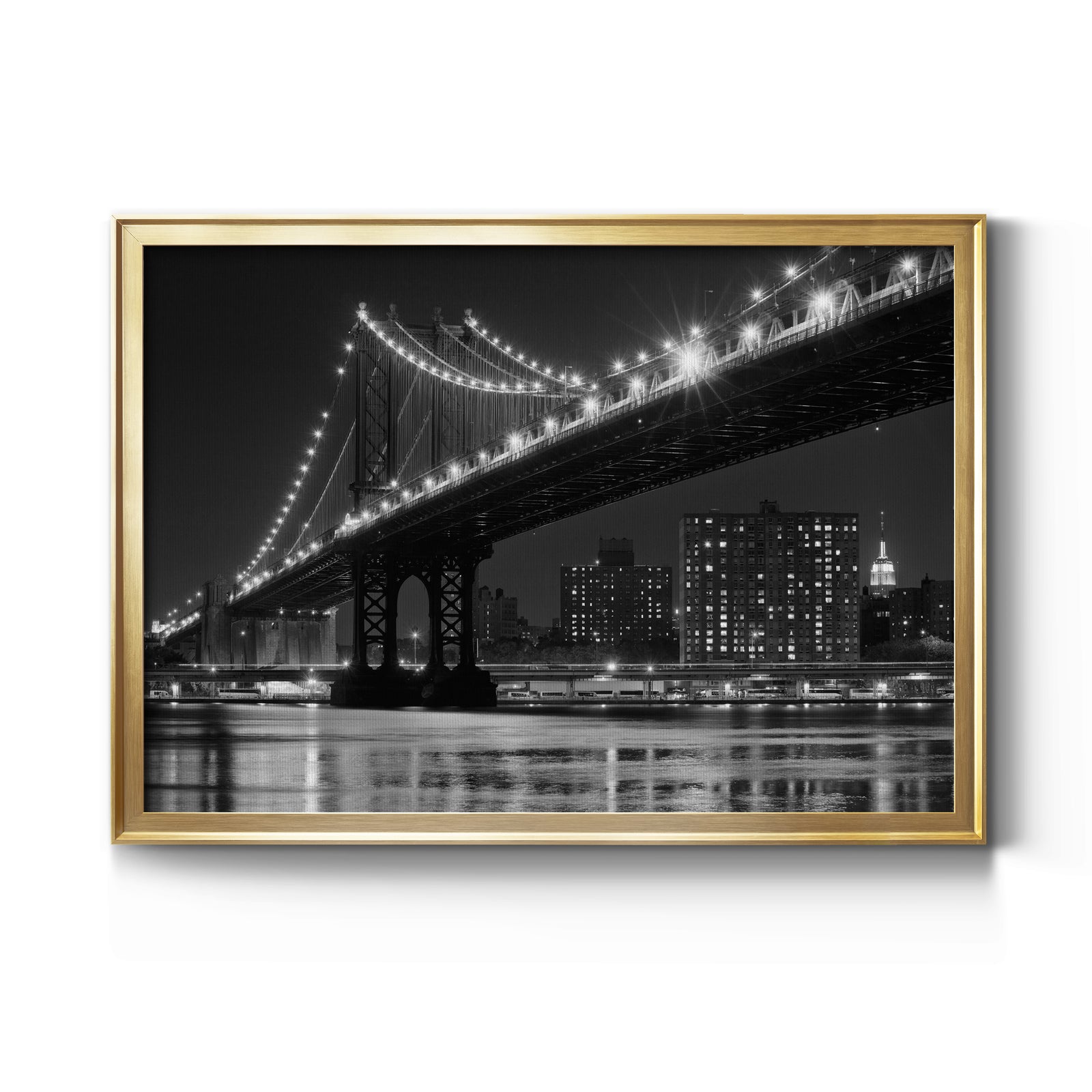 East River Lights - Modern Framed Canvas Print