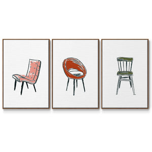 Take a Seat IV - Framed Premium Gallery Wrapped Canvas L Frame 3 Piece Set - Ready to Hang