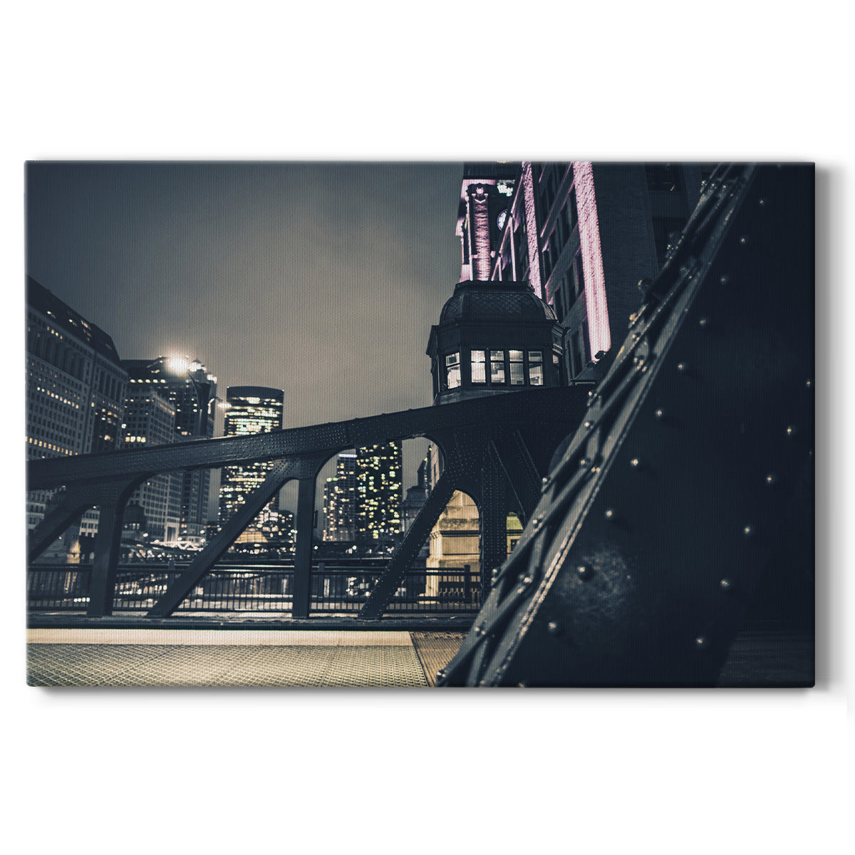 Chicago River at Night IV - Canvas Art Print