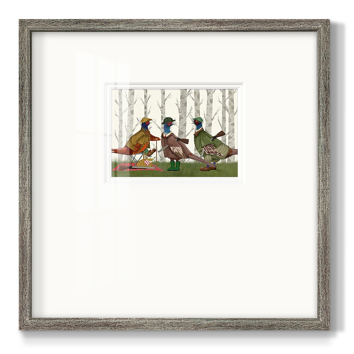 Pheasant Shooting Party Group 1 Premium Framed Print Double Matboard