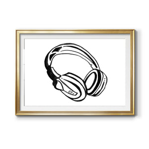 Headphones Sketch - Modern Framed Art Print