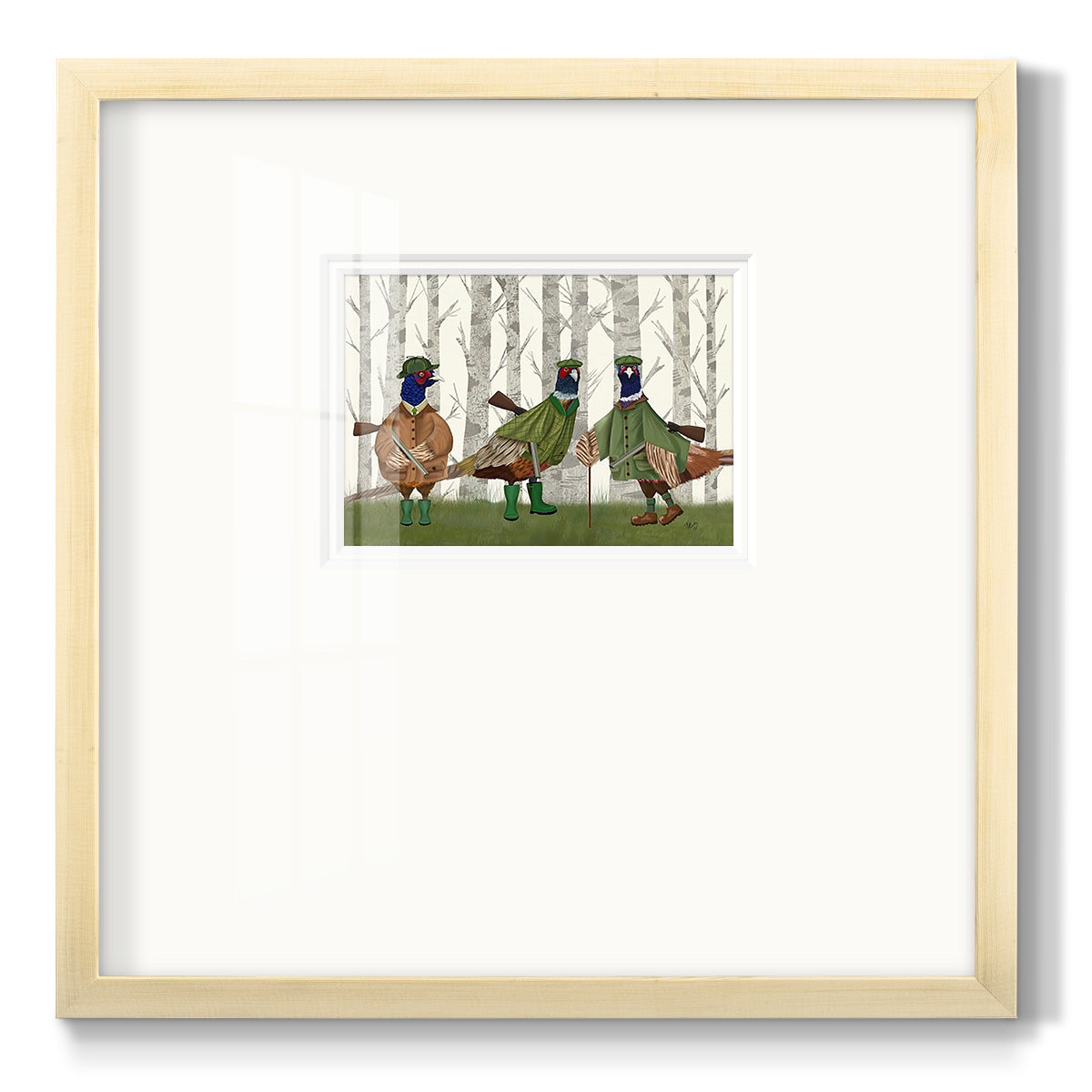 Pheasant Shooting Party Group 2 Premium Framed Print Double Matboard