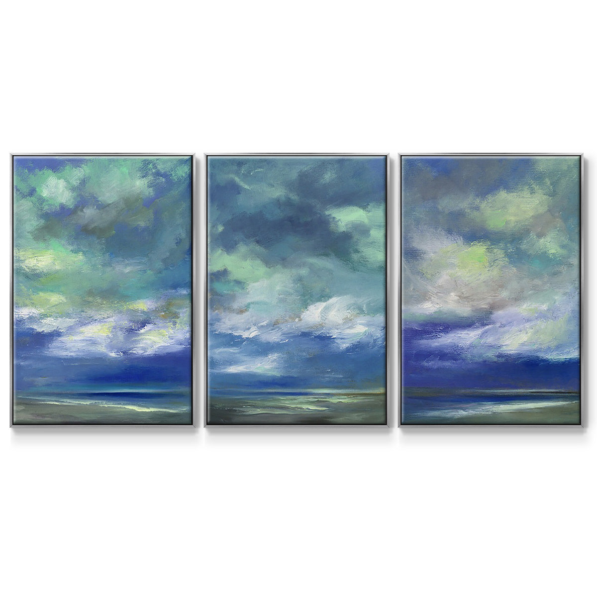 Island Dusk - Framed Premium Gallery Wrapped Canvas L Frame 3 Piece Set - Ready to Hang