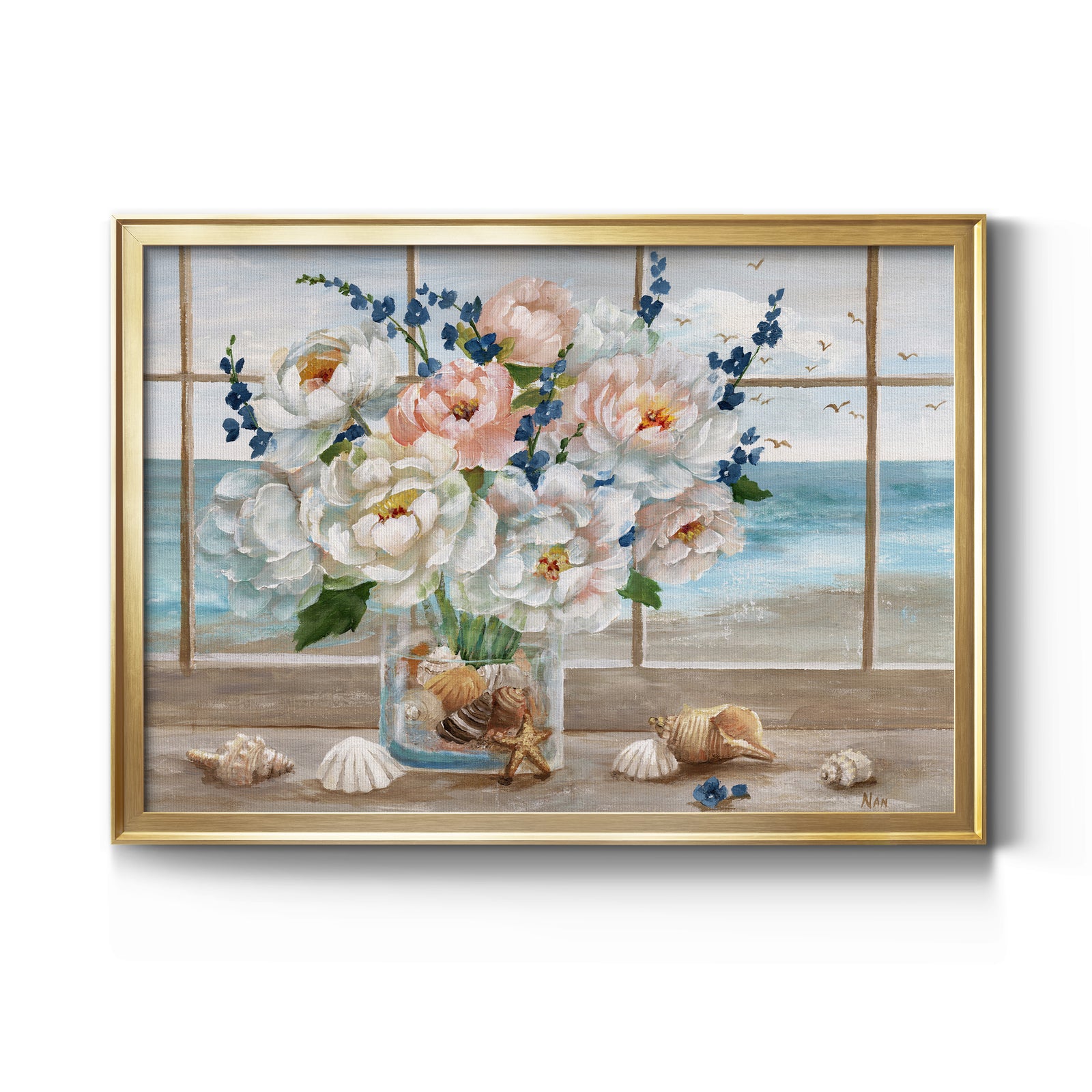 Coastal Window - Modern Framed Canvas Print