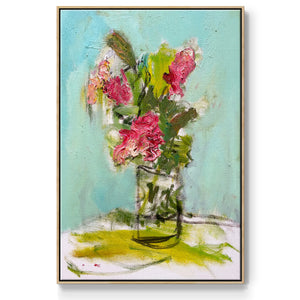 TURQUOISE LILLY - Framed Premium Gallery Wrapped Canvas L Frame - Ready to Hang