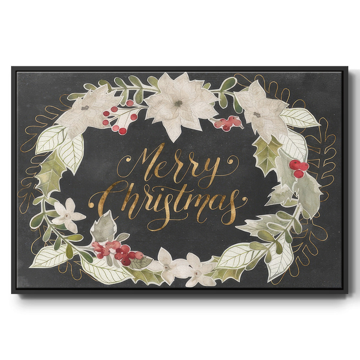 Gilded Christmas Collection A - Floater Framed Canvas Print