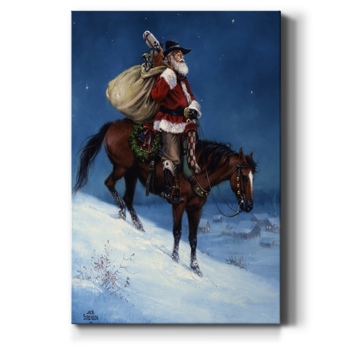A Cowboy Christmas Premium Gallery Wrapped Canvas - Ready to Hang