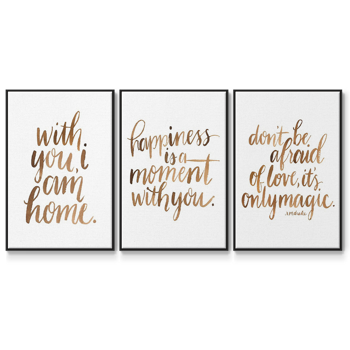 Loving You I - Framed Premium Gallery Wrapped Canvas L Frame 3 Piece Set - Ready to Hang