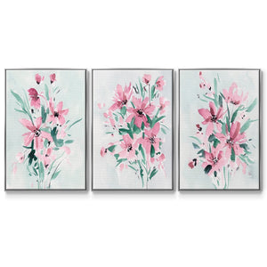 Posy Blooms I - Framed Premium Gallery Wrapped Canvas L Frame 3 Piece Set - Ready to Hang