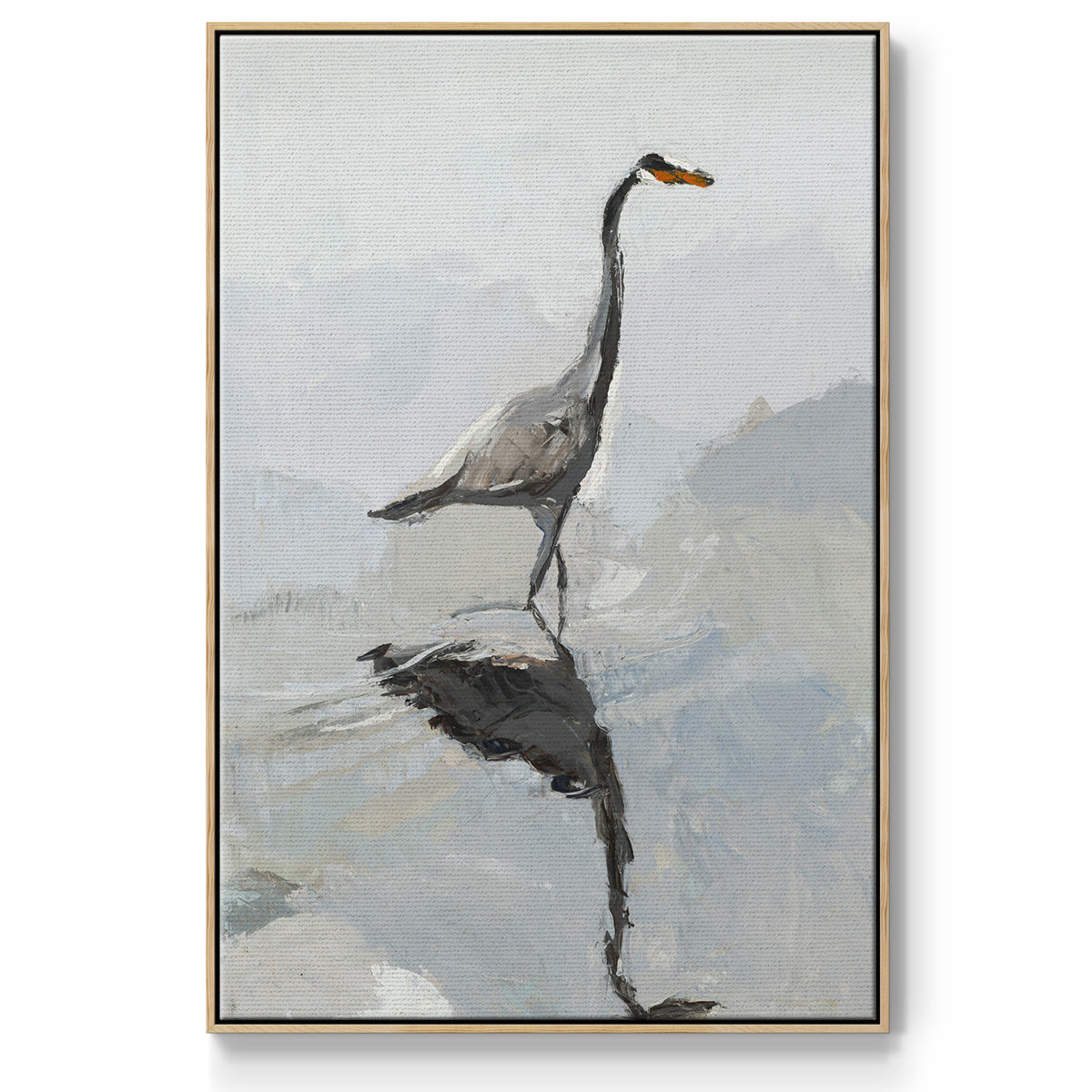 Heron - Framed Premium Gallery Wrapped Canvas L Frame - Ready to Hang