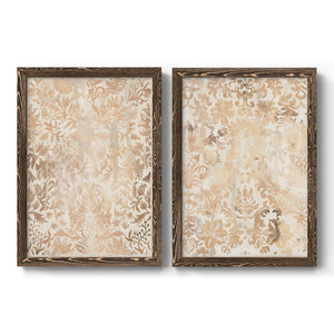 Walnut Damask I - Premium Framed Canvas 2 Piece Set - Ready to Hang