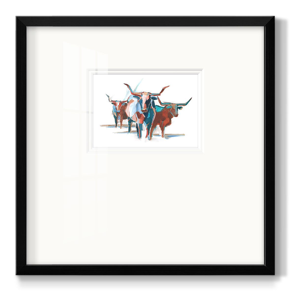 Modern Longhorns I Premium Framed Print Double Matboard