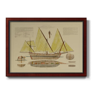 Antique Ship Plan V Premium Framed Canvas- Ready to Hang