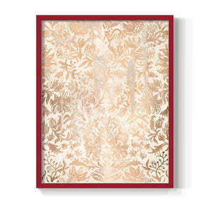 Walnut Damask I - Restickable Framed Art Print