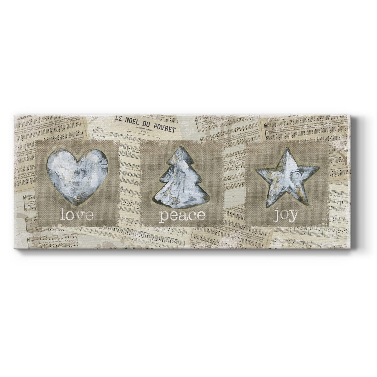 Burlap Music Ornaments - Canvas Art Print