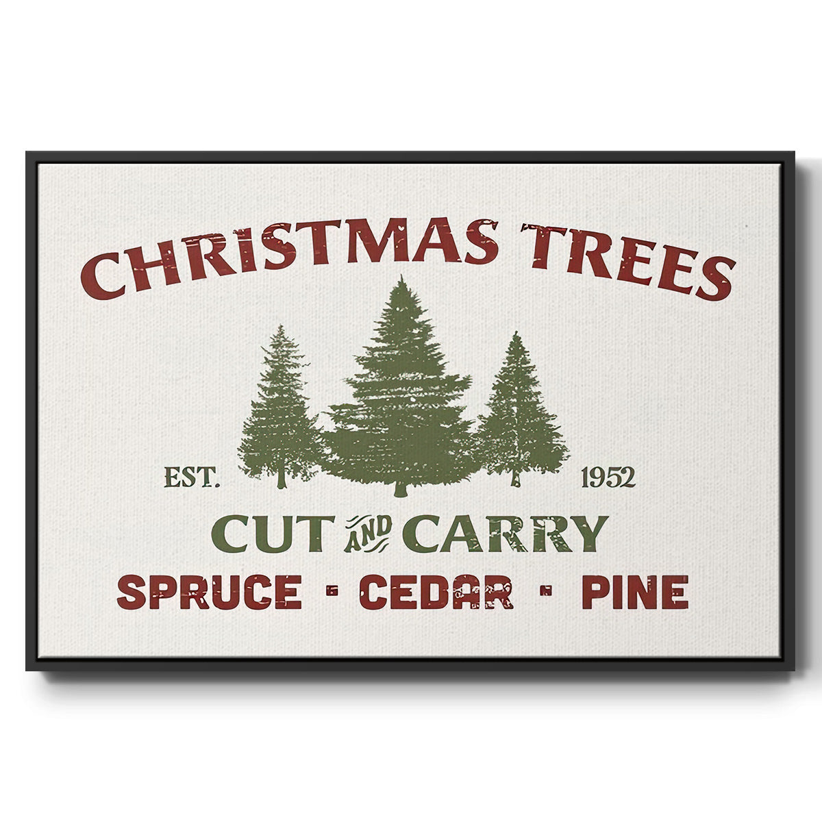 Christmas Farm Sign I - Floater Framed Canvas Print