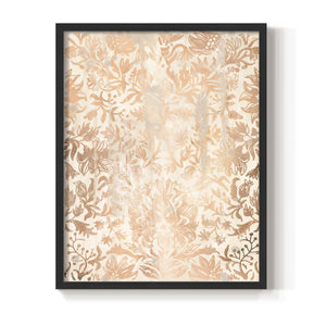 Walnut Damask I - Restickable Framed Art Print