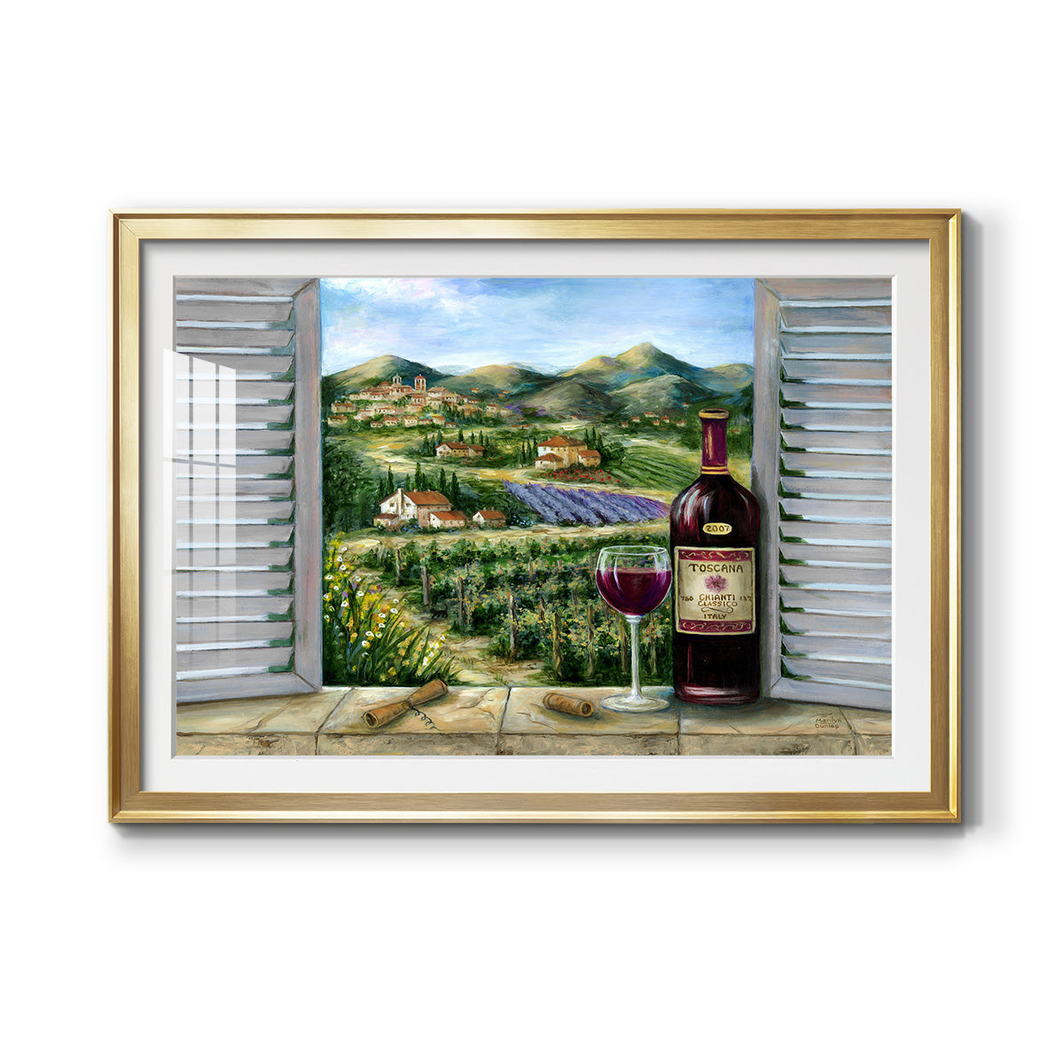Tuscan Red and Vineyard - Modern Framed Art Print