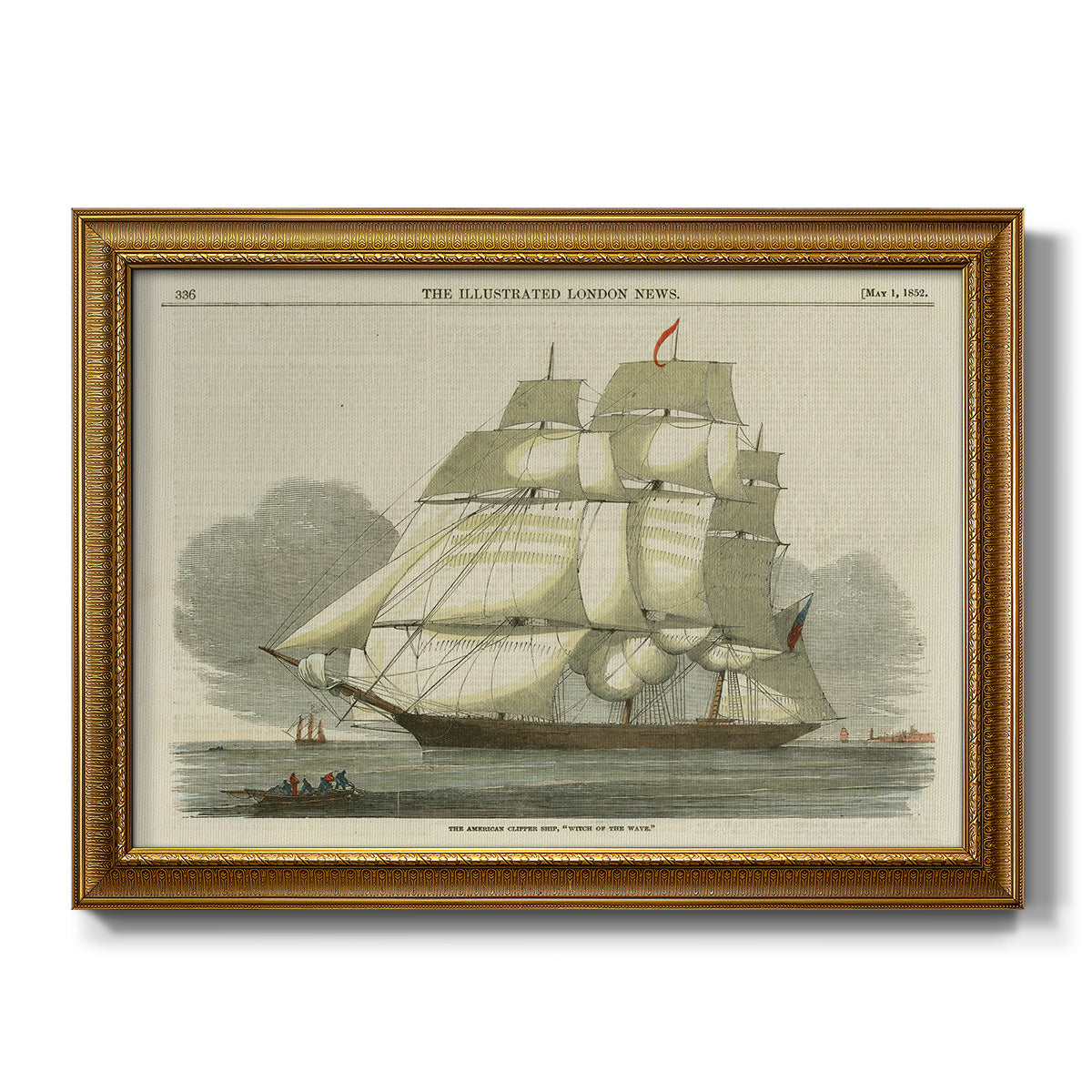Antique Clipper Ship II - Ornate Framed Canvas Print
