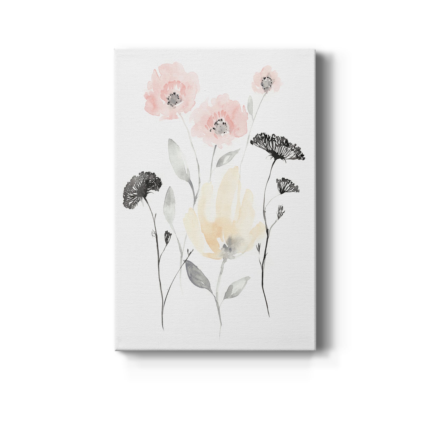 Blush & Black Wildflowers I - Canvas Art Print