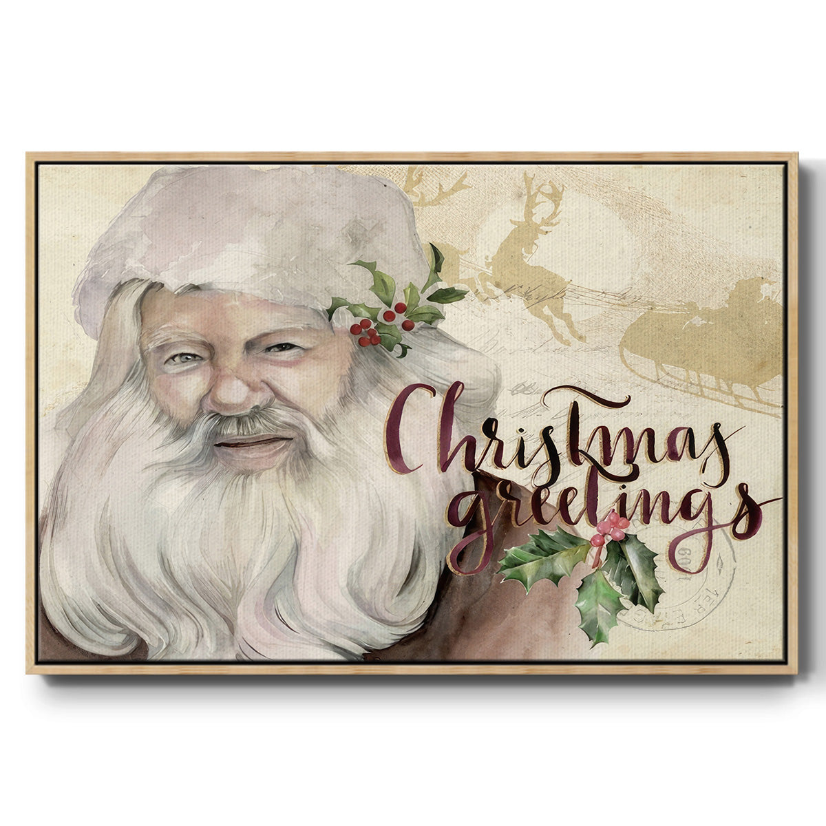 Christmas Greetings Collection A - Framed Gallery Wrapped Canvas in Floating Frame