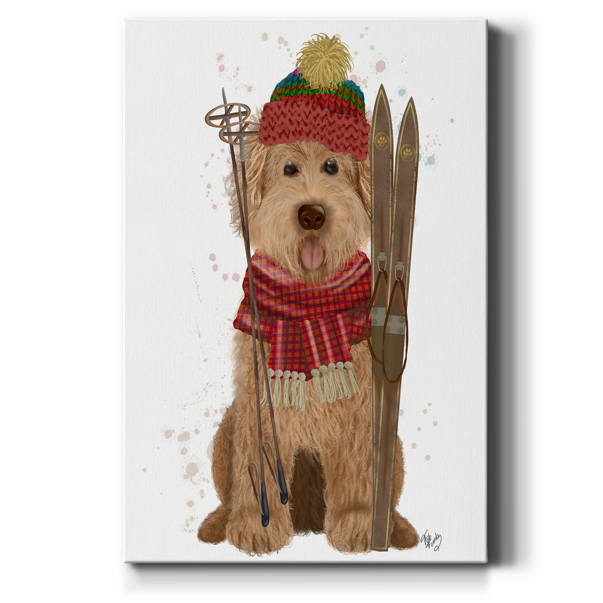 Goldendoodle Ski Dog Premium Gallery Wrapped Canvas - Ready to Hang