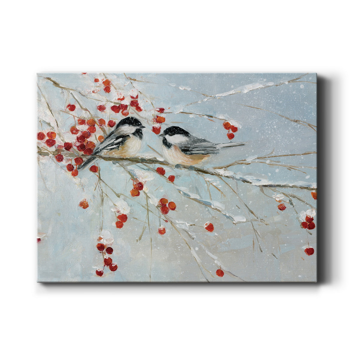 Chickadees in Winter - Premium Gallery Wrapped Canvas  - Ready to Hang