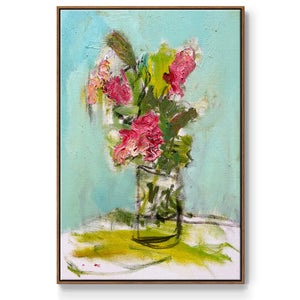 TURQUOISE LILLY - Framed Premium Gallery Wrapped Canvas L Frame - Ready to Hang
