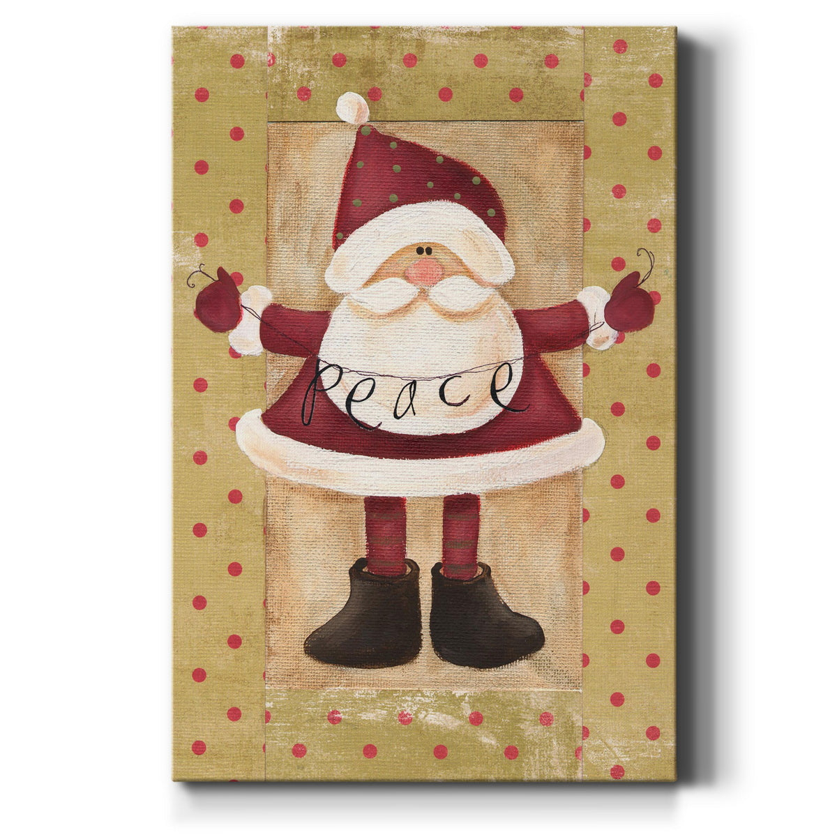 Polka Dot Peace Santa - Canvas Art Print