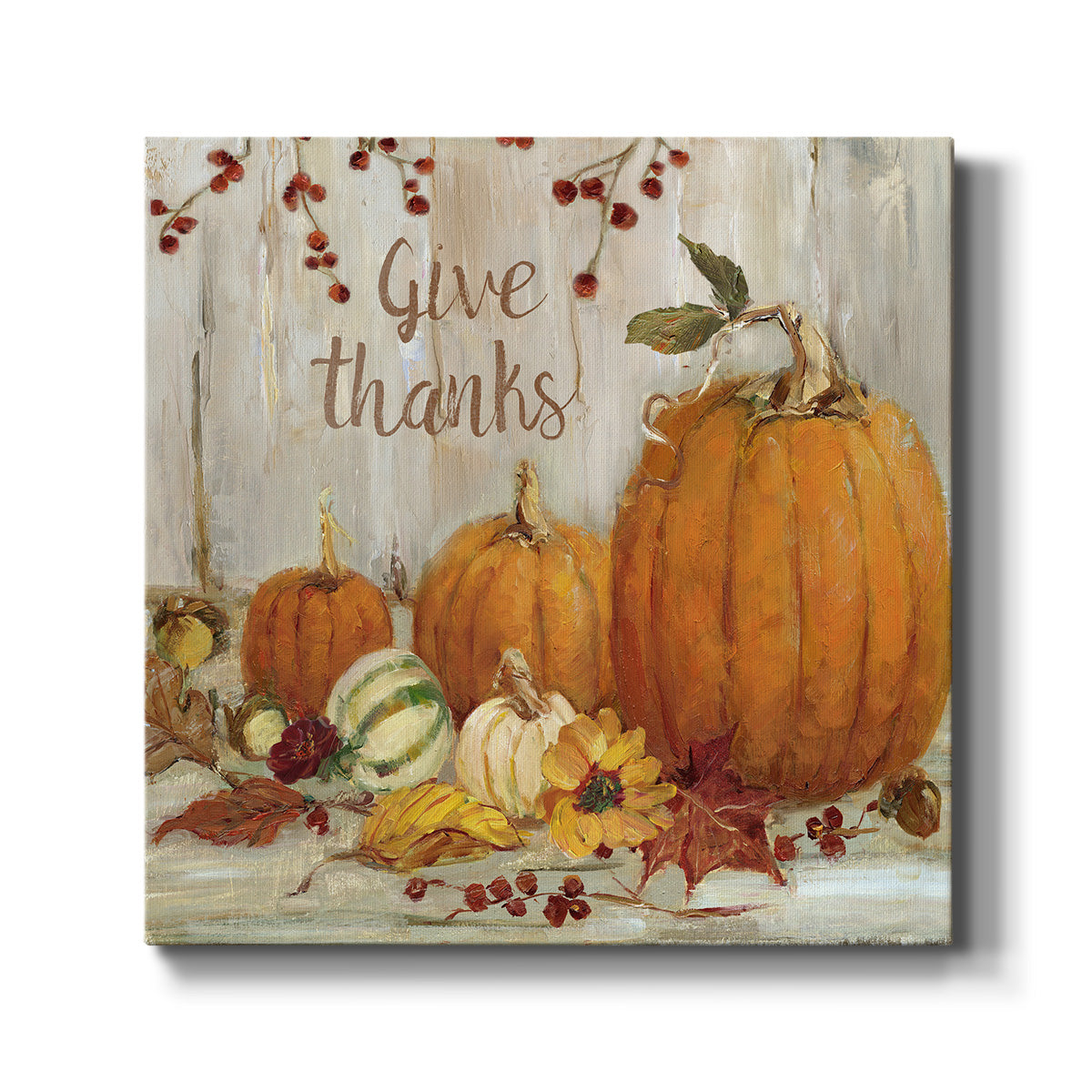 Give Thanks Pumpkins - Canvas Art Print