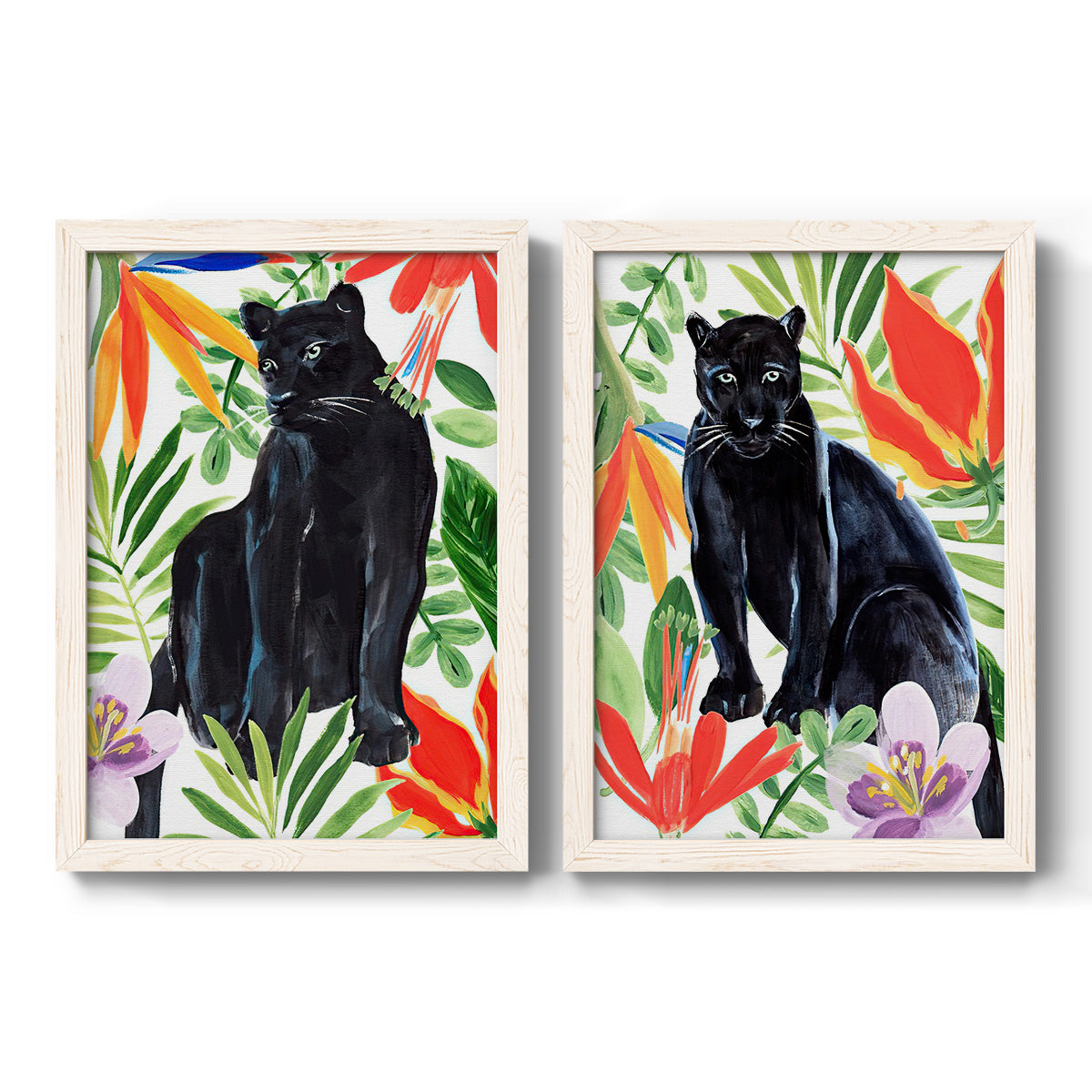 Panther's Paradise I - Premium Framed Canvas 2 Piece Set - Ready to Hang