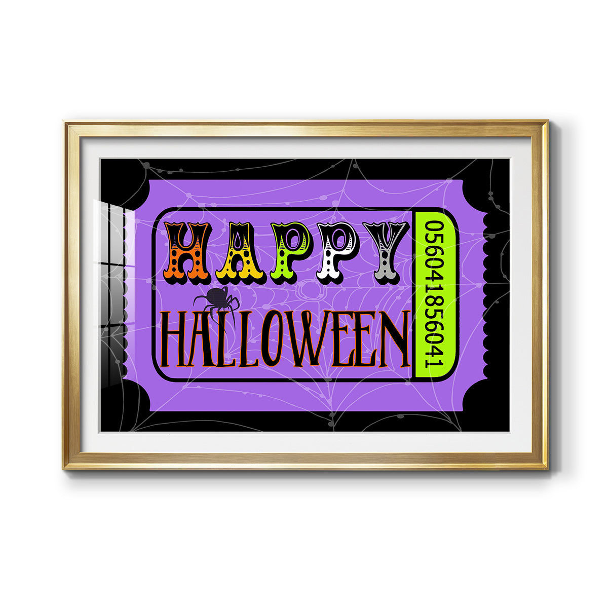 Happy Halloween Ticket - Modern Framed Art Print