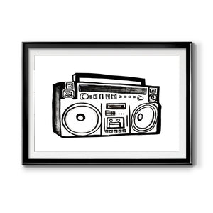 Boombox Sketch - Modern Framed Art Print