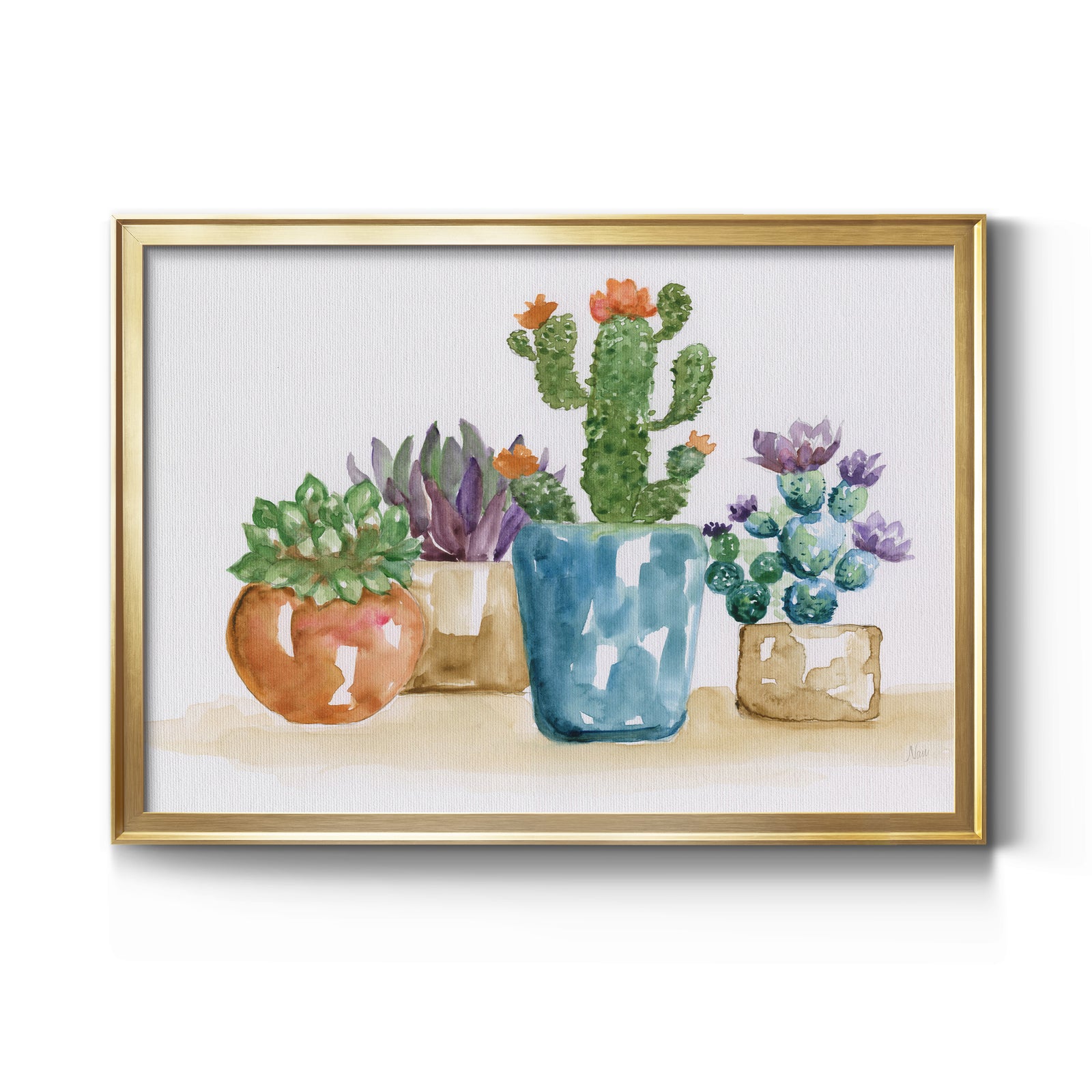 Summer Succulents II - Modern Framed Canvas Print