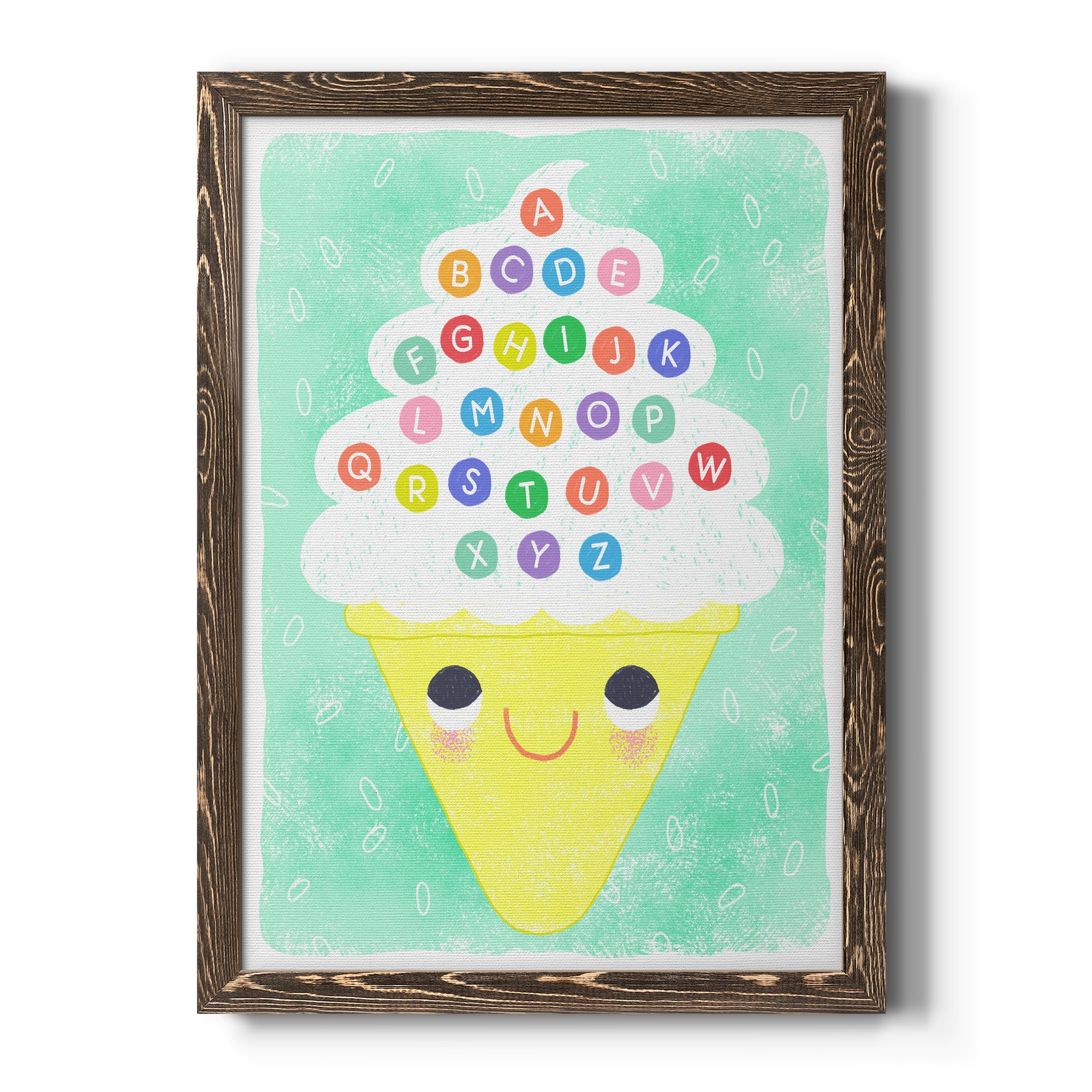 Ice Cream Alphabet - Premium Canvas Framed in Barnwood - Ready to Hang