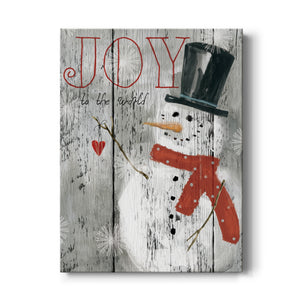 Joy To The World Snowman Premium Gallery Wrapped Canvas - Ready to Hang
