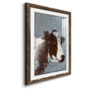 Cow On Galvanized Metal - Barnwood