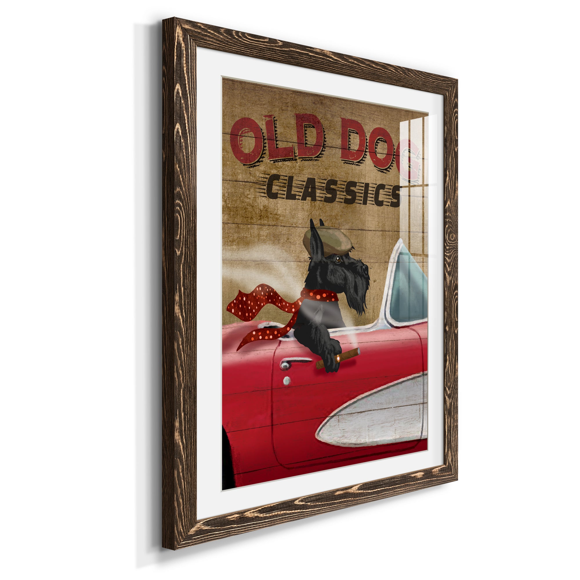 Old Dog Classics - Premium Framed Print - Distressed Barnwood Frame - Ready to Hang