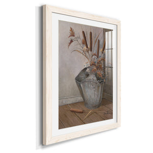 Berries & Cat Tails - Premium Framed Print - Distressed Barnwood Frame - Ready to Hang