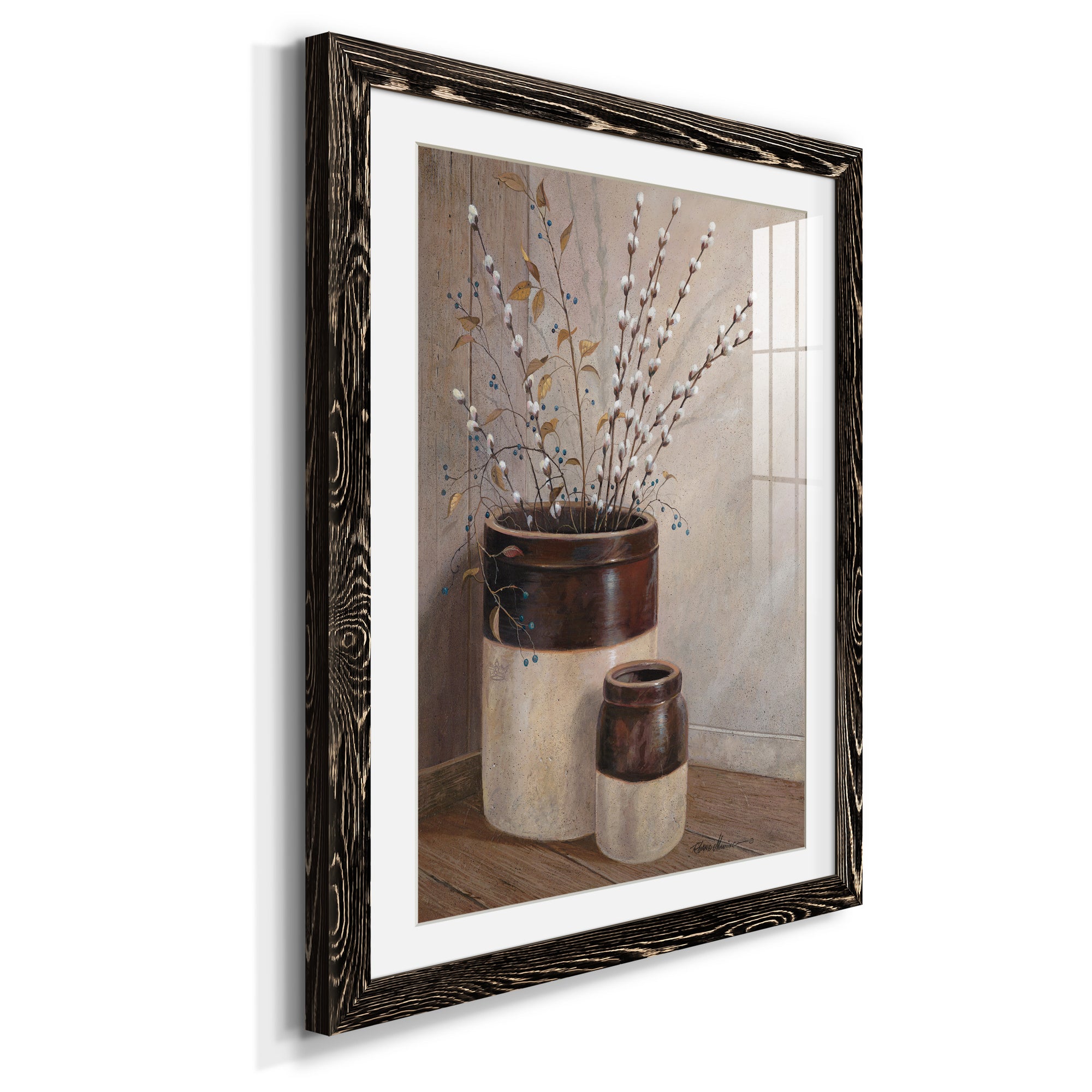 Pussywillows & Spring - Barnwood Framed Art Print