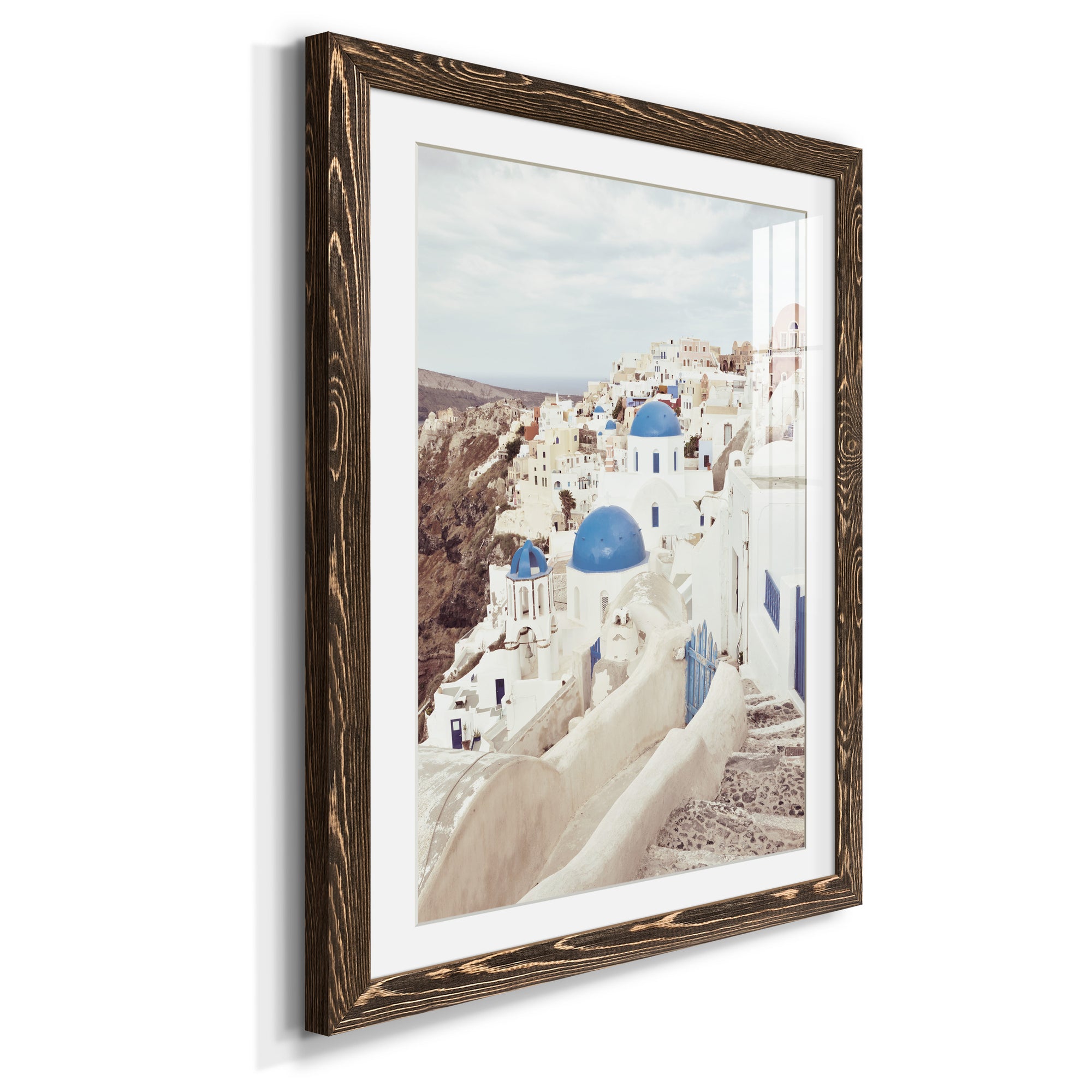 Santorini - Premium Framed Print - Distressed Barnwood Frame - Ready to Hang