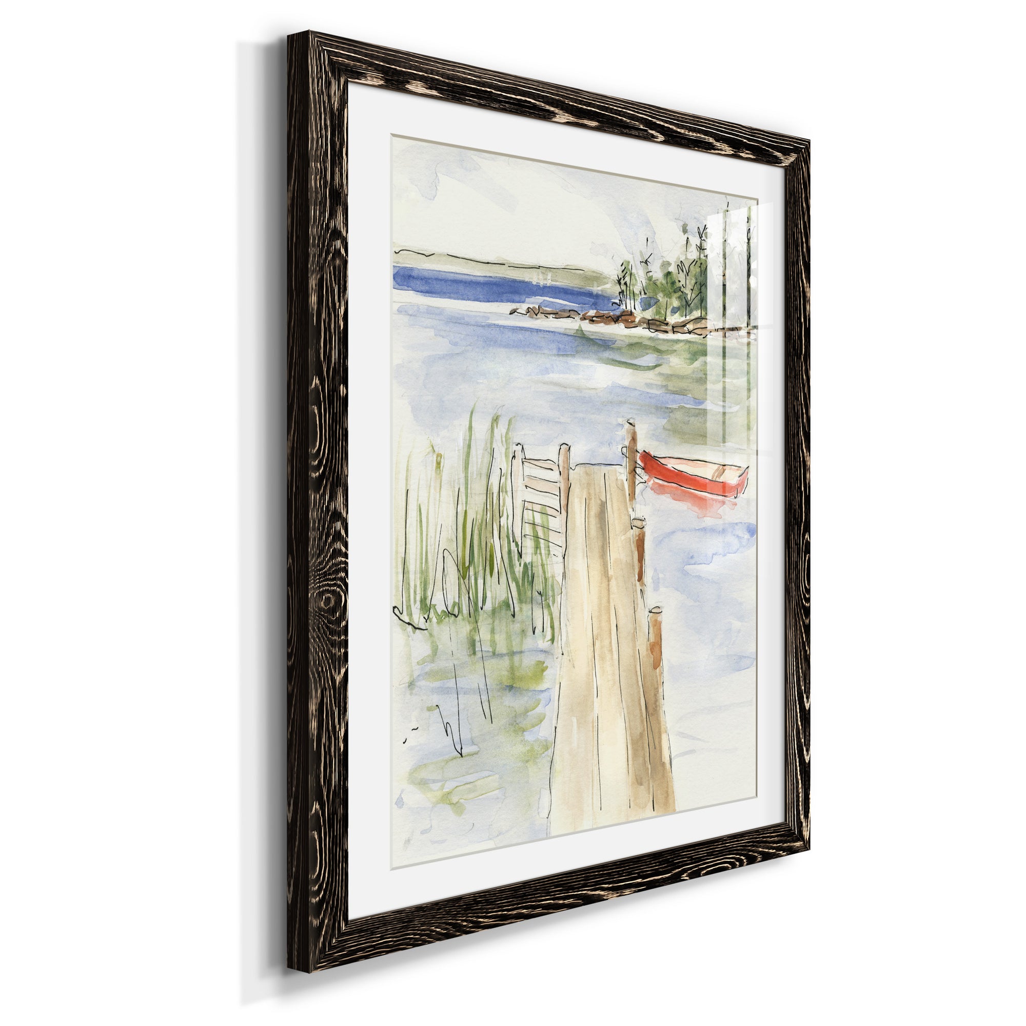Sketchy Pier - Premium Framed Print - Distressed Barnwood Frame - Ready to Hang