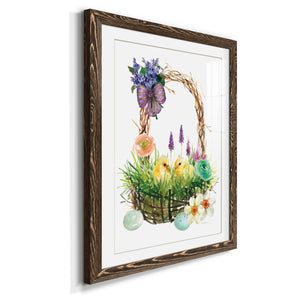 Spring Chick Basket - Barnwood Framed Art Print