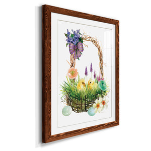 Spring Chick Basket - Barnwood Framed Art Print