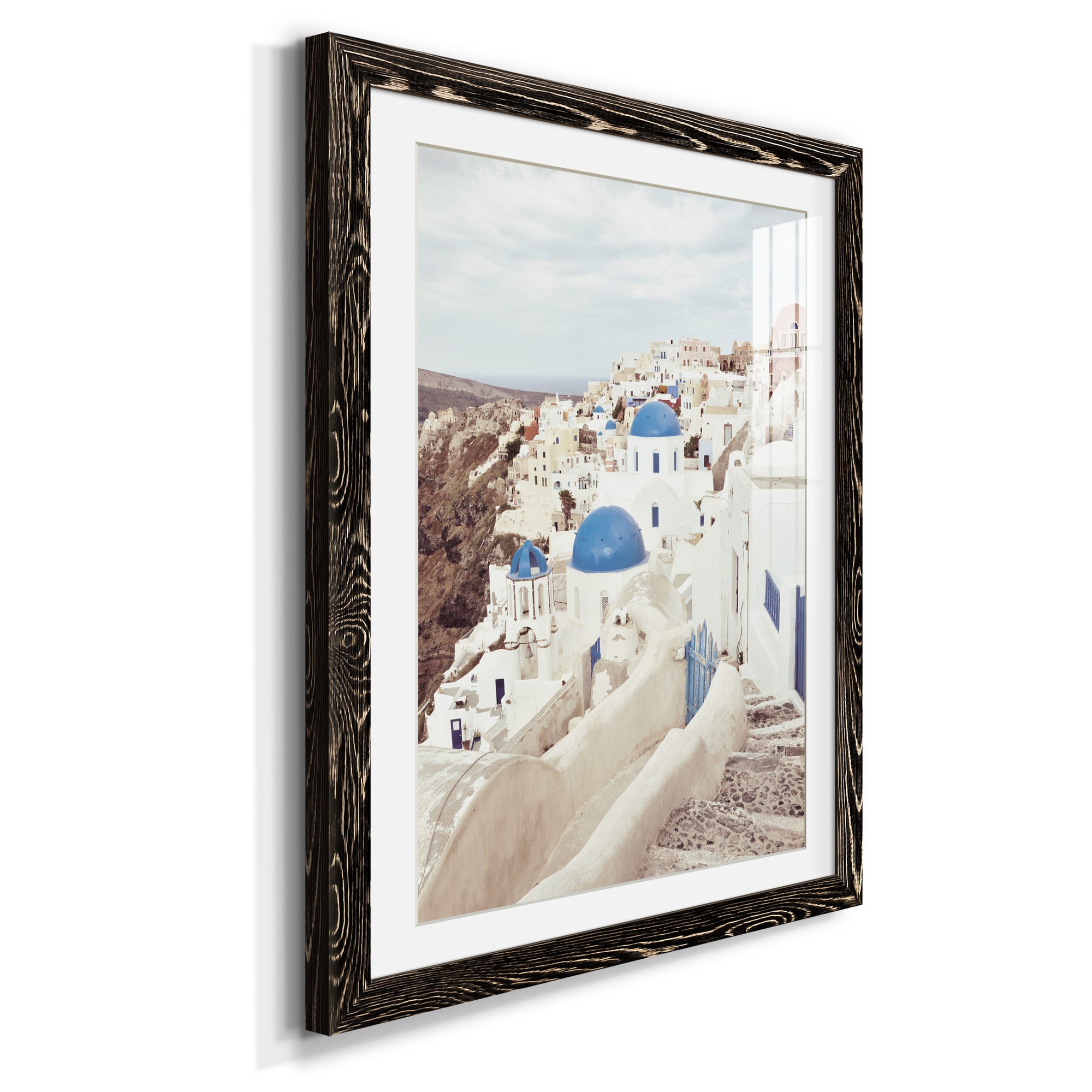 Santorini - Premium Framed Print - Distressed Barnwood Frame - Ready to Hang
